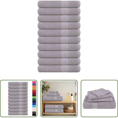 vidaXL Baumwolltuch - Saunatücher FROGN 10 Stk. Grau 80x200 cm 360 g/m² (1/5)