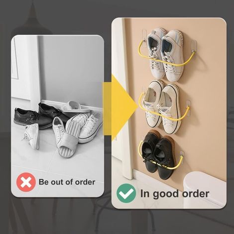 Étagère à chaussures murale pliable – Lot de 6 pour porte, entrée, salle de bain – Sans perçage (1/3)