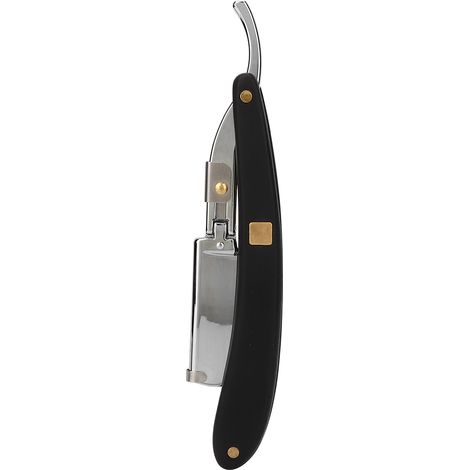 Porte-lame de rasoir pliant style vintage pour homme, outil de coiffure argenté, couteau à raser barber rétro. (1/5)