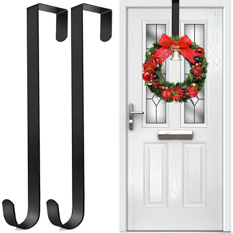 Crochet door wreath hanger for Christmas door, 2 piece metal wreath holder, crochet wreath for front door, crochet Christmas wreath over door hook rack, wreath hanger for hanging door Halloween Christ