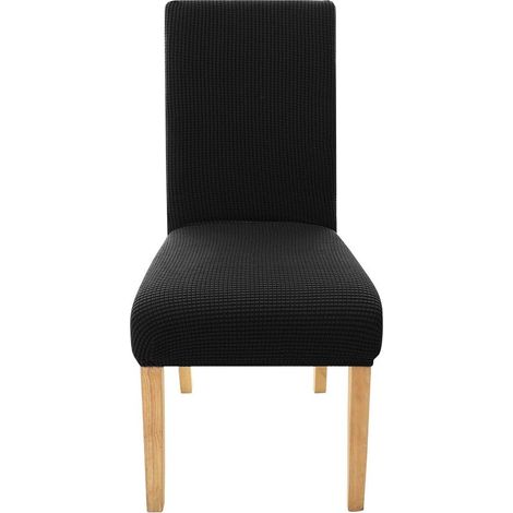 Housse de chaise de mariage en jacquard extensible, lavable en intérieur, bon marché, noire, pour salle à manger (1/3)