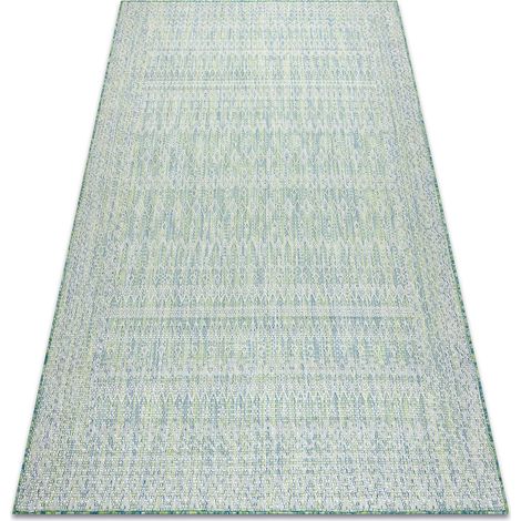 Carpet SISAL SION aztec 22184 Diamonds Flat woven green / blue / ecru green 80x150 cm