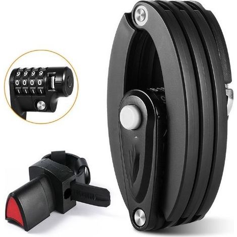 Folding Bike Lock with Bracket, 4 Digit Combination Lock, 85cm Long, High Security Bicycle Lock, Folding Bike Lock for MTB, Road Bike, Scooter (1/5)