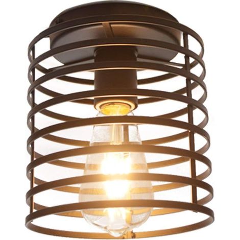 Lustre semi-plafonnier rétro industriel, base noire, applique (sans ampoule) (1/5)