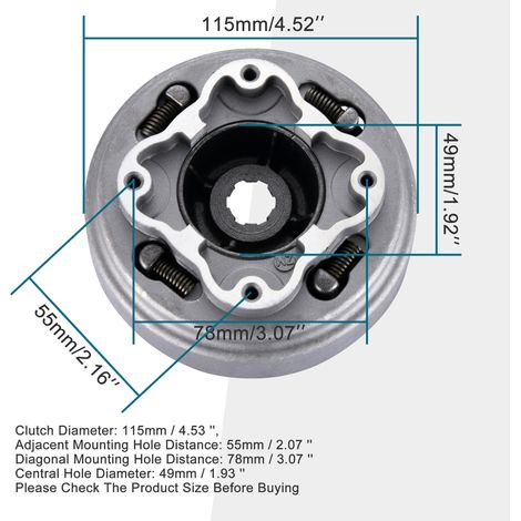 Manual heavy-duty clutch assembly compatible with 50cc, 70cc, 90cc, 110cc, and 125cc off-road vehicles. (1/4)