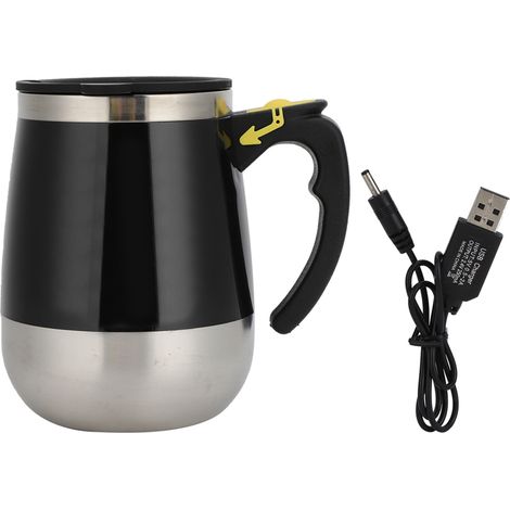 Tasse électrique magnétique auto-agitatrice 400ml noir, acier inoxydable, charge USB, pour lait café eau, mélangeur sans pile (1/5)