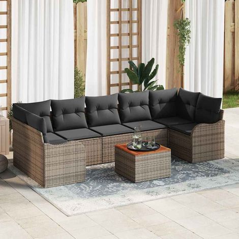 Salon de jardin modulable 8 pièces avec rangement en polyrotin gris, 69.4kg - PANGIVO (1/5)