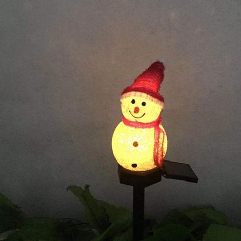 Lampe solaire décorative en forme de bonhomme de neige, thème de Noël, pour jardin, terrasse, balcon, allées et aménagements paysagers extérieurs.-AquaForge (1/5)