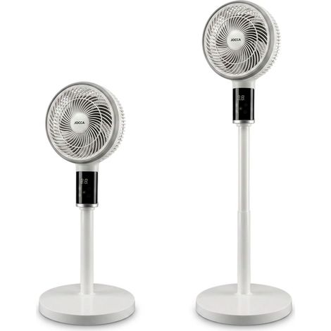 Ventilateur sur pied 30W Blanc 8 Vitesses Hauteur réglable 70-100cm Oscillation 3D 120° Minuterie 12h Écran Digital Jocca