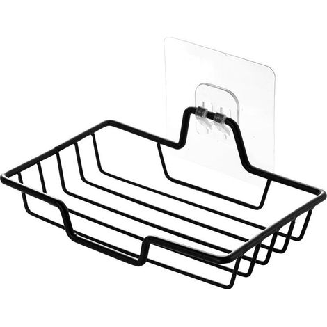 Lot de 1 porte-savon avec ventouse, porte-savon mural en acier inoxydable, pour douche, salle de bain, évier de cuisine, étanche et antirouille (noir) (1/4)