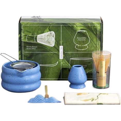 1 Ensemble matcha, bol céramique bec verseur, fouet bambou, support, passoire inox, cuillère, torchon, cadeau (1/5)