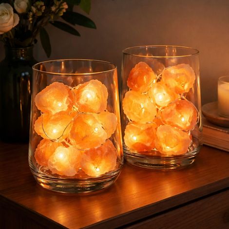 Luci da fata LED cristalli di sale catena di luci da fata batterie di cristalli di sale, timer, 10x LED 0,06W bianco caldo, LxLxH 165x4x4 cm, set di 2 (1/5)