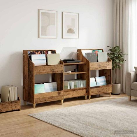 vidaXL Ensemble d'étagères pour médias 3 pc Bois ancien (1/5)