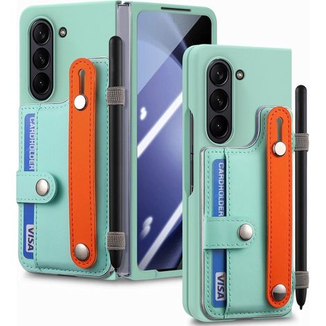 Funda de piel para Samsung Galaxy Z Fold6 5G, con soporte y cristal, color verde. (1/5)