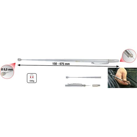 KS Tools 2in1 Teleskop-Magnethalter mit Waschdüsen-Reinigungs- und Einstellwerkzeug, 150-675mm