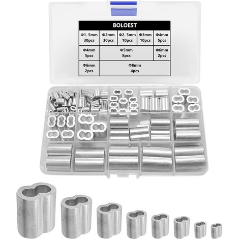 Pinces à sertir en aluminium à double trou, pinces de serrage pour sertir les câbles en acier, corde de bâche (1,5 à 8 mm, 8 tailles) (1/5)