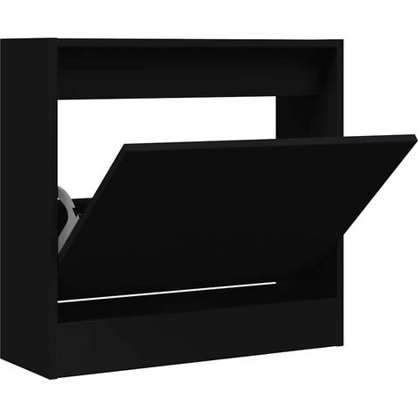 Shoe Cabinet  Black  Engineered Wood  Compact  Shoe Cabinet vidaXL