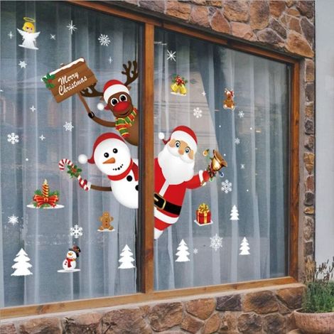 Autocollant de Noël Fenêtre,Autocollant de Noël Décoration,PVC Autocollants Vitre Stickers,Autocollants Noël Fenetre Statique Stickers Diy Fenêtres,Autocollant de Noël Flocon-Fei Yu (1/4)