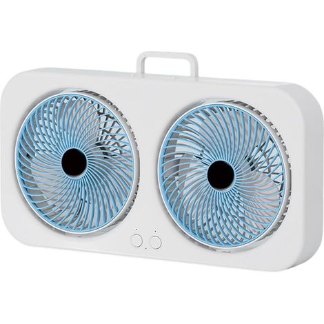 Neuer Doppelfensterventilator mit Haken, drei einstellbaren Windgeschwindigkeiten, kann an der Wand oder auf dem Tisch montiert werden, geeignet für Zuhause, Küche, Schlafzimmer und Büro. (1/4)