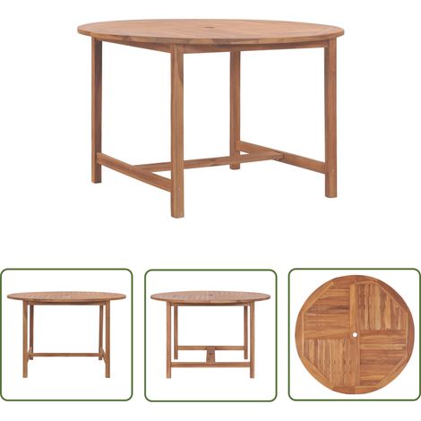 Table de salle à manger de jardin Ø110x75 Bois massif de teck (1/5)