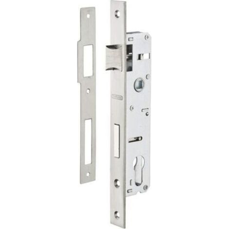 INHHUB Boitier de serrure encastrable à cylindre pour menuiserie métallique, axe 25mm, bouts carrés, zingué-INHHUB (1/2)