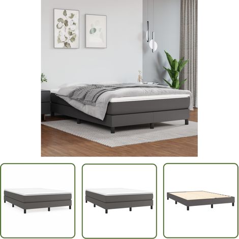 The Living Store Bettgestell Grau 140x200 cm Kunstleder - Bettes Gestell - Schlafzimmer Möbel - Kunstleder Bett - Doppelbett - Boxspring Bettwäsche (1/5)