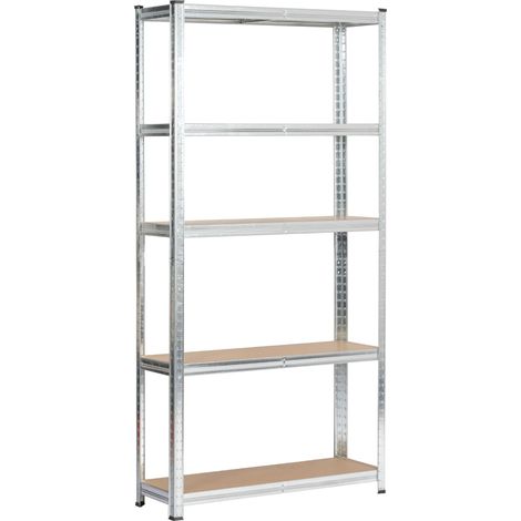 AKORD Scaffale garage in metallo acciaio zincato 5 ripiani in colore legno per carichi fino a 875kg 90x30x180 cm (1/5)