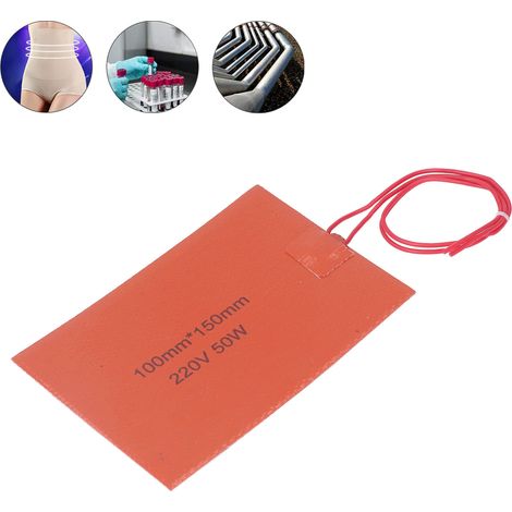 Coussin chauffant en silicone 220 V 50 W, coussin chauffant en caoutchouc, couverture chauffante électrique, coussin flexible, 200 °C, dimensions max. 100 x 150 mm (1/5)