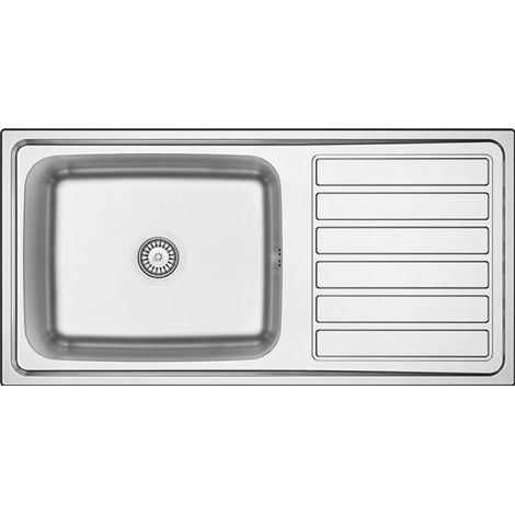 Apell ID1001IRBC Serie Idea Lavello da Incasso 1 Vasca con Gocciolatoio a Destra 100x50 cm Acciaio Inox Spazzolato colore Acciaio Inox