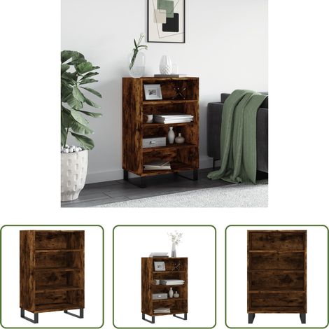 Buffet chêne fumé - Buffet haut chêne fumé 57x35x90 cm bois d'ingénierie (1/5)