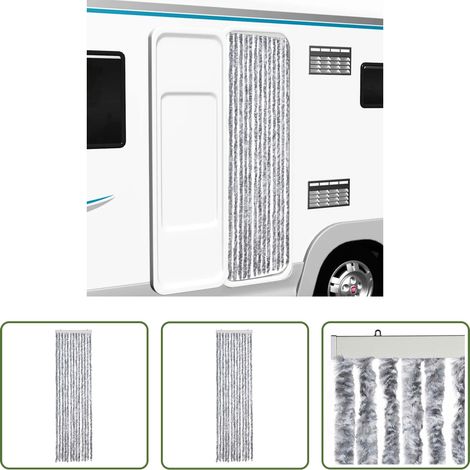 vidaXL Cortina mosquitera blanco y gris chenilla 56x200 cm (1/5)