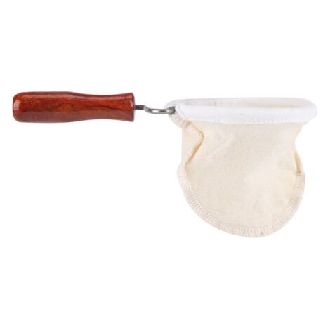QORVA- Filtre à café réutilisable en flanelle fait main avec manche en bois (petit)