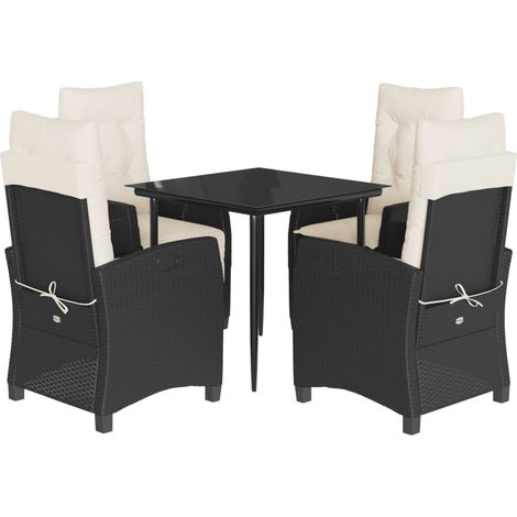 Set de muebles jardín 5 pzas con cojines ratán sintético negro vidaXL (1/5)