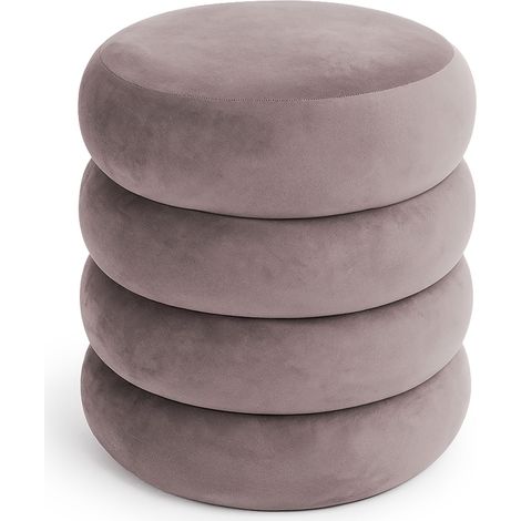 Pouf contenitore cilindrico in velluto 42 cm SNUGGO Rosa Polvere (1/5)