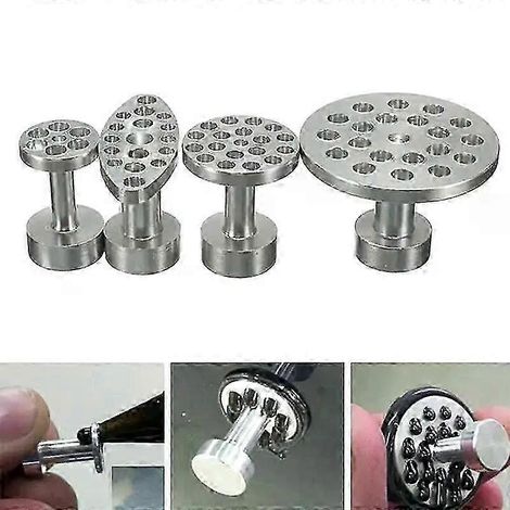 Kit de réparation automobile comprenant 4 outils de débosselage sans peinture pour carrosserie, en alliage d'aluminium, avec languettes de colle et languettes. (1/5)