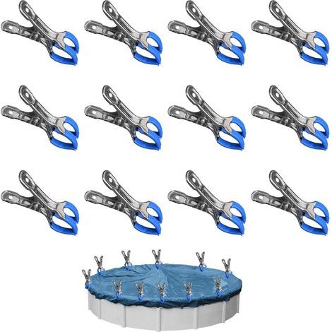 Lot de 12 pinces métalliques pour bâche de piscine – Serre haute tension pour piscine hors-sol et serre de jardin (1/5)