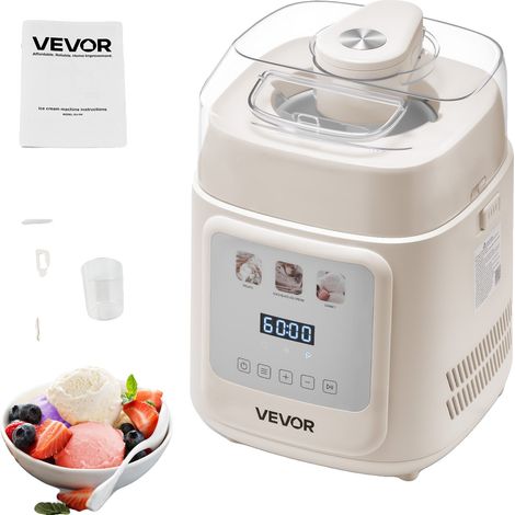 Heladera automática VEVOR de 1,9 L, eléctrica, para yogur y gelato, color plata, 1 cuarto de galón. (1/2)