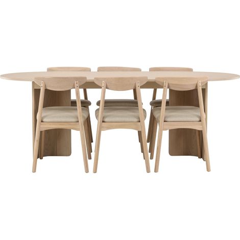 Tyresö ensemble pour salle à manger table à manger blanchi 6 chaises noir. (1/5)