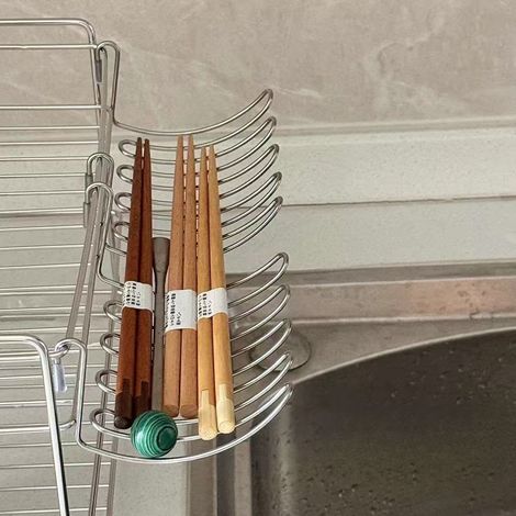 Lot de 2 Égouttoirs à Baguettes Suspendus en Acier Inoxydable, Supports Multifonctions pour Évier et Cuisine (1/5)