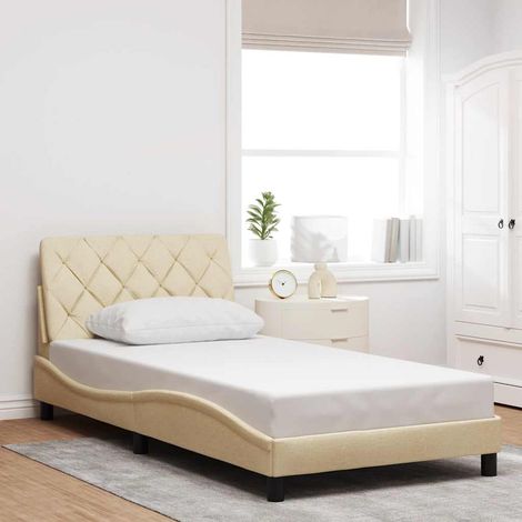 vidaXL Estructura de cama sin colchón tela crema 100x200 cm (1/5)