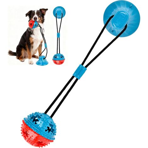Balle à Mâcher pour Chien avec Ventouse Jouet Multifonctionnel avec Corde Élastique, Balle à Mâcher pour Les Dents, Balles à Mâcher pour Sols, Carrelages et Murs (1/5)