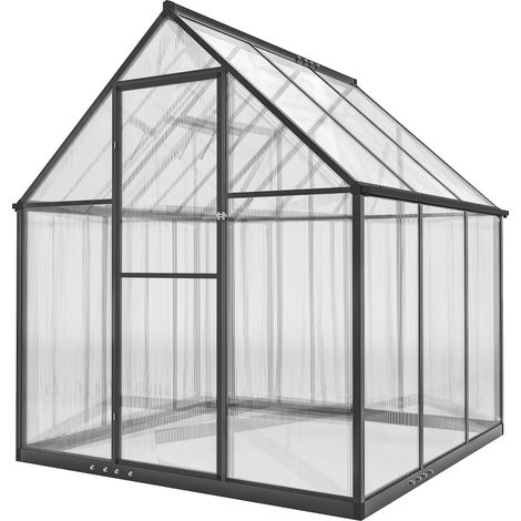 Serre de jardin aluminium polycarbonate transparente, fenêtre réglable, porte battante résistante aux intempéries 3x2x2m