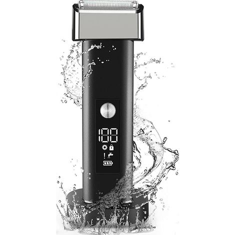 Rasoio elettrico per uomo, rasoio elettrico impermeabile Wet and Dry per uomo, display LED, ricarica rapida USB-C per viaggi e casa (1/2)
