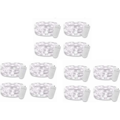 Guirlande lumineuse de 12 LED bouton 0,03 W, lumière blanche froide, 20 LED 3 V, flexible, étanche IP65, idéale pour mariage, fête ou chambre. (1/5)