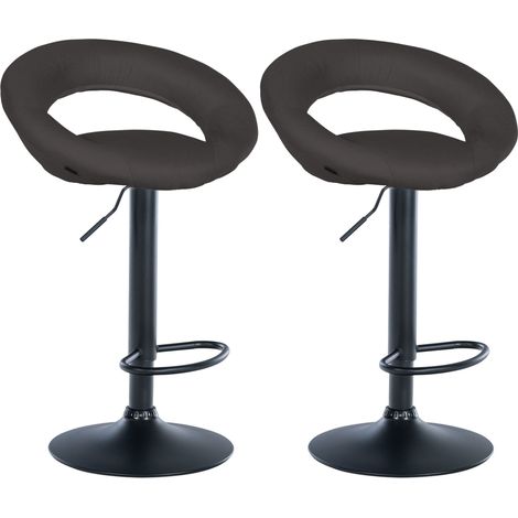 Set di 2 sgabelli da bar con seduta rotonda e stile contemporaneo in tessuto grigio scuro e metallo nero 100006265
