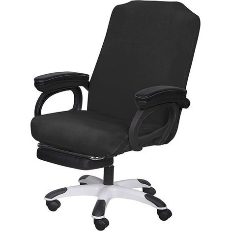 royaluxe -Housse de chaise de bureau - grande, noire - housse d'ordinat amovible avec fermeture éclair table rotative universelle siège à dossier haut lavable pour protéger les animaux de compagnie (1/5)