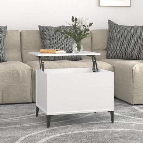 Couchtisch Wohnzimmertisch Sofatisch Weiß 60x44,5x45 cm Holzwerkstoff DE26862 (1/5)