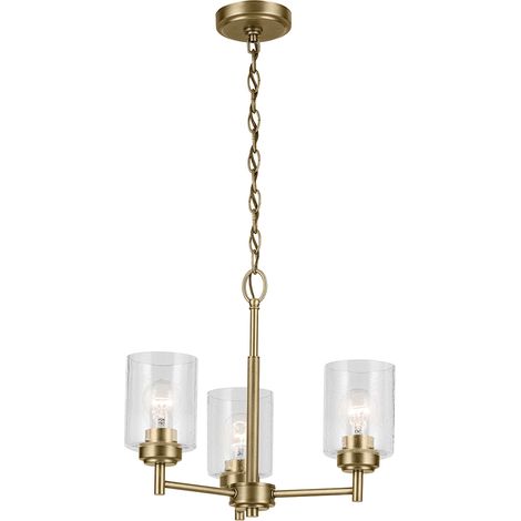 Sospensione Kichler Winslow ottone 3 luci vetro bolle (1/5)