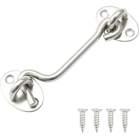 Crochet de cabine en acier inoxydable 100 mm avec entretoise silencieuse et support de fenêtre pour serrures de porte, argent (1/4)