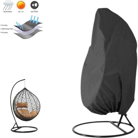 Housse pour fauteuil suspendu en forme d'œuf 190 x 115 cm, en tissu couleur coquille d'œuf, pour balancelle de jardin ou fauteuil suspendu de terrasse, Oxford Ratta 210D (1/5)